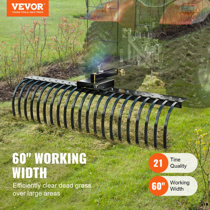 Prikabinamas vejos grėblys VEVOR ATVLR60, 152 cm plotis