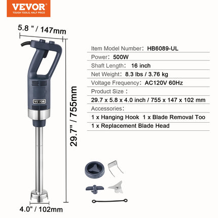 Pramoninis rankinis trintuvas VEVOR HB6089-UL, 500 W