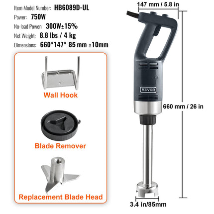 Pramoninis rankinis trintuvas VEVOR HB6089D-GS, 750 W