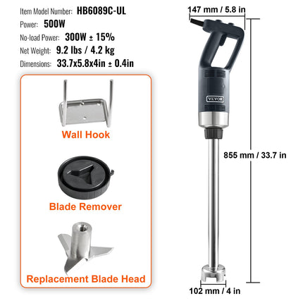 Pramoninis rankinis trintuvas VEVOR HB6089C-GS, 500 W