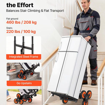 Vežimėlis laiptams VEVOR KT-2025D, 100 kg keliamoji galia