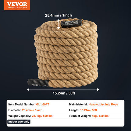Sportinė lipimo virvė VEVOR GL1-50FT, 15,24 m ilgio