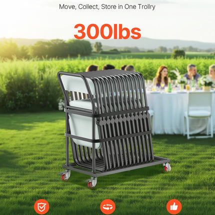 Sulankstomų kėdžių vežimėlis VEVOR VV44, 136 kg keliamoji galia