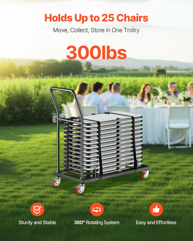 Sulankstomų kėdžių vežimėlis VEVOR VV43, 136 kg keliamoji galia