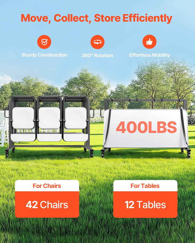 Sulankstomų kėdžių vežimėlis VEVOR VV41, 181 kg keliamoji galia