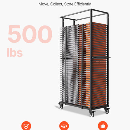 Sulankstomų kėdžių vežimėlis VEVOR VV48, 227 kg keliamoji galia