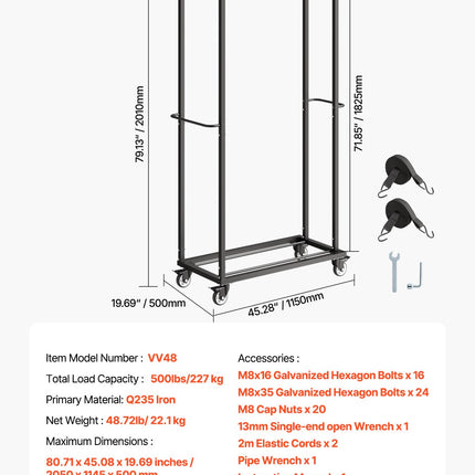 Sulankstomų kėdžių vežimėlis VEVOR VV48, 227 kg keliamoji galia