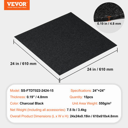 Kiliminės plytelės VEVOR SS-FTDT022-2424-15, 61x61 cm, 15 vnt.