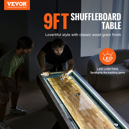 Šaflbordo stalas VEVOR SUS-9F01XL, 9 pėdų su LED apšvietimu