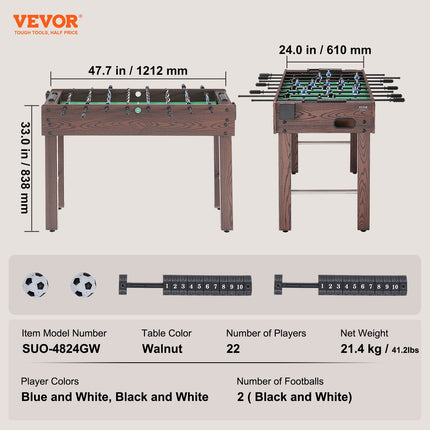 Stalo futbolas VEVOR SUO-4824GW, 121 cm
