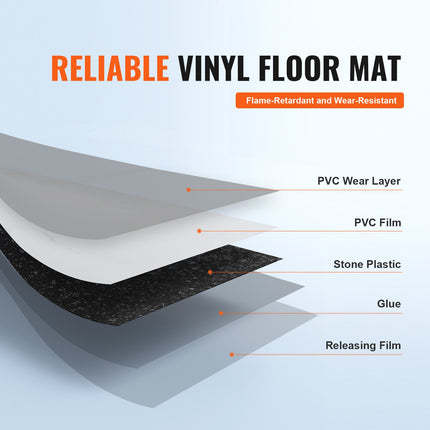 Lipnios vinilinės grindų plytelės VEVOR WB-4503, 50 vnt. (4,65 m²)