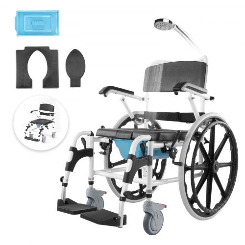 Neįgaliojo vežimėlis-kėdė dušui ir tualetui VEVOR HFK-3301-24, 136 kg apkrova